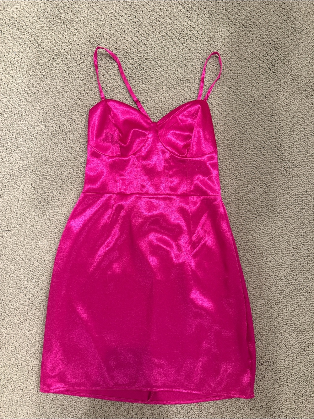 wild fable Hot Pink Satin Slip Dress with Spaghetti Straps